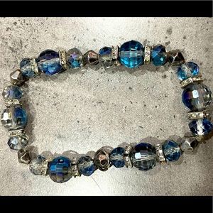 Blue, clear “diamond” bracelet